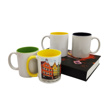 Niedriger MOQ Guter Preis 11oz Tassen Keramikfarbe Griff innerer Farbkaffee -Sublimation Tassen zum Verkauf